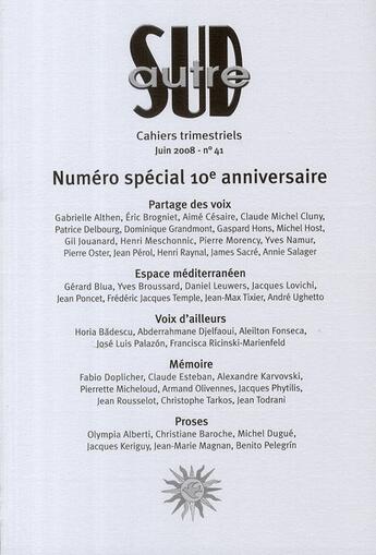 Couverture du livre « Autre sud t.41 : special 10è anniversaire » de  aux éditions Autres Temps