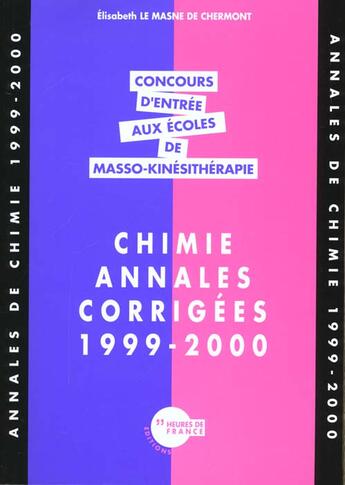 Couverture du livre « Annales de chimie - 99/00 » de  aux éditions Heures De France