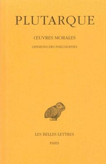 Couverture du livre « Oeuvres morales Tome 12 ; 2ème partie » de Plutarque aux éditions Belles Lettres