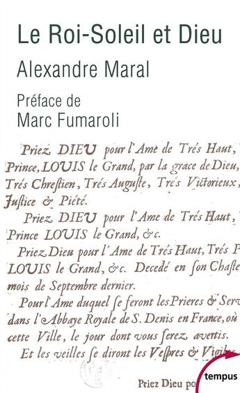 Couverture du livre « Le Roi-Soleil et Dieu » de Alexandre Maral aux éditions Tempus/perrin
