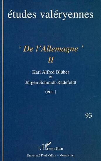 Couverture du livre « De l'Allemagne t.2 » de Schmidt-Radefeldt J. aux éditions L'harmattan