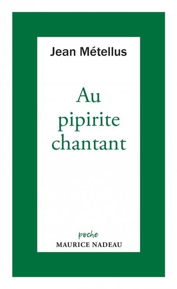 Couverture du livre « Au pipirite chantant » de Jean Metellus aux éditions Maurice Nadeau
