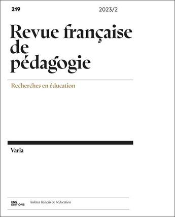 Couverture du livre « Revue française de pédagogie » de Doussot Pons Xavier aux éditions Ens Lyon