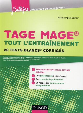 Couverture du livre « Écoles de commerce ; tout l'entrainement ; 20 tests blancs inédits » de Marie-Virginie Speller aux éditions Dunod