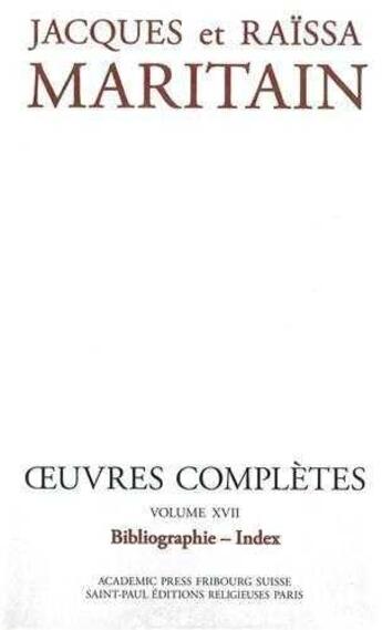 Couverture du livre « Oeuvres complètes Maritain XVII » de Jacques Maritain aux éditions Saint Paul Editions