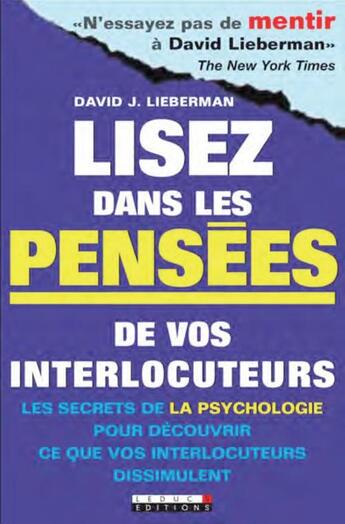 Couverture du livre « Lisez dans les pensées de vos interlocuteurs » de David J. Lieberman aux éditions Leduc