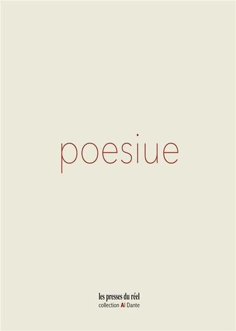 Couverture du livre « Poesiue » de Laurent Cauwet aux éditions Les Presses Du Reel