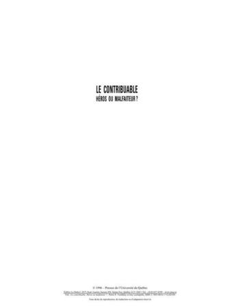 Couverture du livre « Le contribuable ; héros ou malfaiteur ? » de Pierre P. Tremblay et Guy Lachapelle aux éditions Presses De L'universite Du Quebec