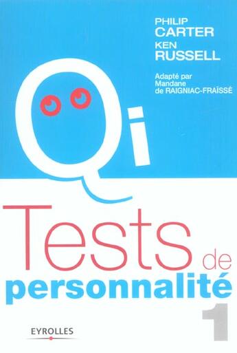 Couverture du livre « Tests de personnalite - tome 1 » de Carter/Russell aux éditions Organisation