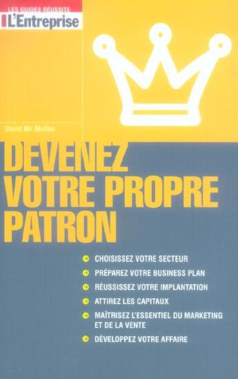 Couverture du livre « Devenez votre propre patron » de David Mcmullan aux éditions L'entreprise