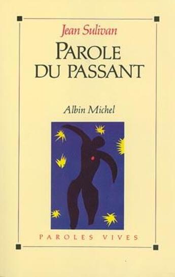 Couverture du livre « Parole du passant » de Jean Sulivan aux éditions Albin Michel