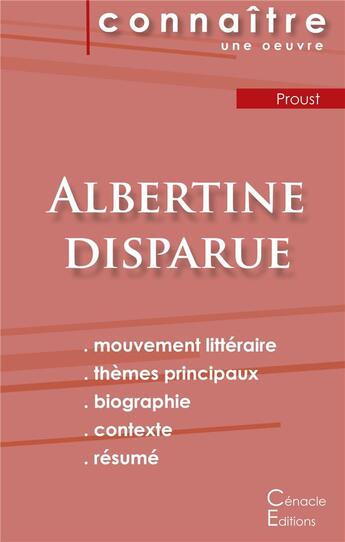 Couverture du livre « Albertine disparue, de Marcel Proust » de  aux éditions Editions Du Cenacle