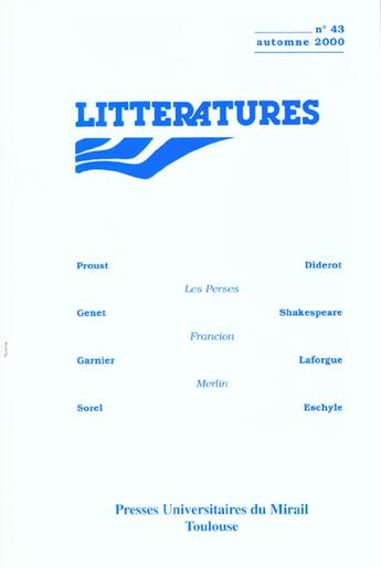 Couverture du livre « Litterature automne 2000 43 » de  aux éditions Pu Du Midi