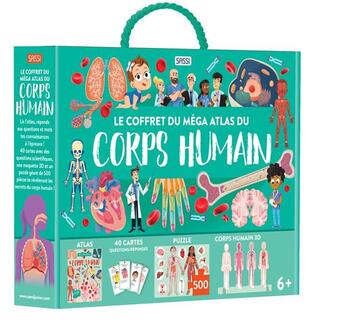 Couverture du livre « Le coffret du méga atlas du corps humain » de Nadia Fabris et Mattia Cerato aux éditions Sassi