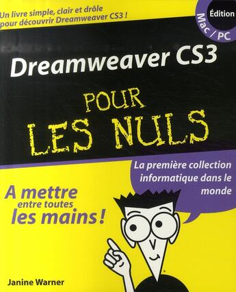 Couverture du livre « Dreamweaver cs3 pour les nuls » de Warner Janine aux éditions First Interactive