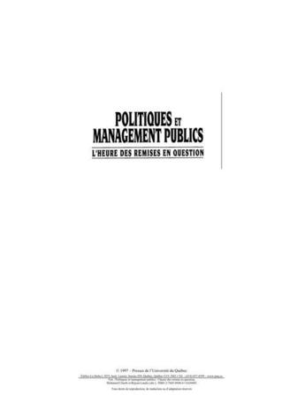 Couverture du livre « Politiques et management publics ; l'heure des remises en question » de Rejean Landry et Mohamed Charih aux éditions Presses De L'universite Du Quebec