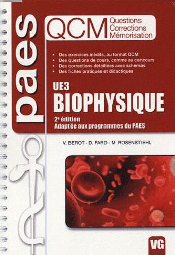 Couverture du livre « Qcm paes ue 3 biophysique » de V. Berot aux éditions Vernazobres Grego