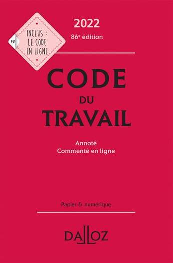 Couverture du livre « Code du travail : annoté et commenté en ligne » de  aux éditions Dalloz