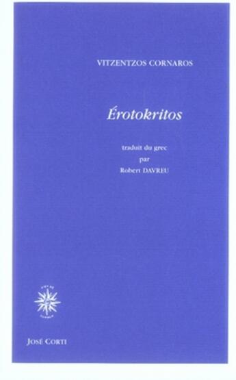 Couverture du livre « Érotokritos » de Cornaros Vitzen aux éditions Corti