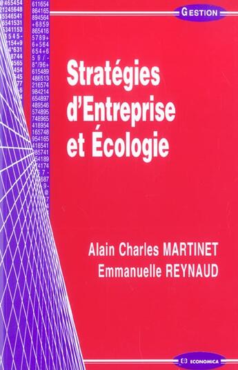 Couverture du livre « STRATEGIE D'ENTREPRISE ET ECOLOGIE » de Martinet/Reynaud aux éditions Economica