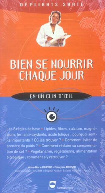 Couverture du livre « Bien se nourrir en un clin d oeil » de Dartois Am/Mass aux éditions Pradel