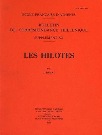 Couverture du livre « Les hilotes » de Jean Ducat aux éditions Ecole Francaise D'athenes