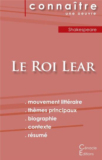 Couverture du livre « Le roi Lear, de Shakespeare » de  aux éditions Editions Du Cenacle