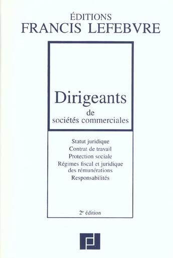 Couverture du livre « Dirigeants de societes commerciales ; 2e edition » de  aux éditions Lefebvre