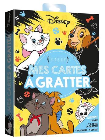 Couverture du livre « Les ateliers Disney : mes cartes à gratter ; chats et chiens » de Disney aux éditions Disney Hachette