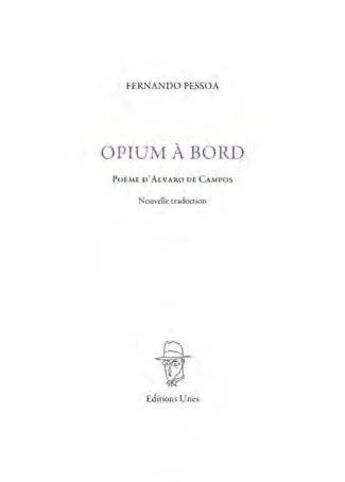 Couverture du livre « Opium à bord » de Fernando Pessoa aux éditions Unes