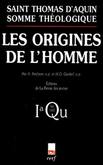 Couverture du livre « Les origines de l'homme » de Thomas D'Aquin aux éditions Cerf