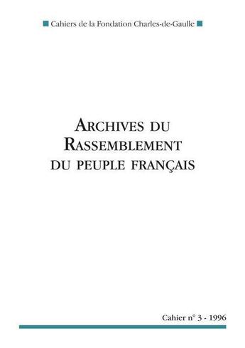 Couverture du livre « Archives du Rassemblement du Peuple Français » de  aux éditions Nouveau Monde