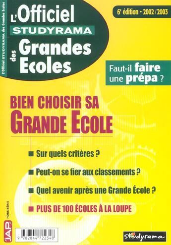 Couverture du livre « L'officiel des grandes ecoles » de  aux éditions Studyrama