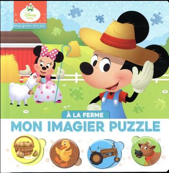 Couverture du livre « Mes premiers pas ; Disney Baby ; mon imgier puzzle ; à la ferme » de Disney aux éditions Disney Hachette