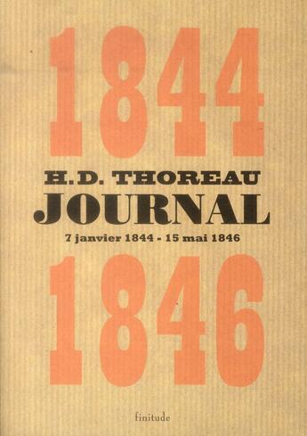 Couverture du livre « Journal 1844-1846 » de Henry David Thoreau aux éditions Finitude