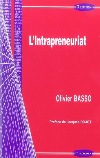 Couverture du livre « L'INTRAPREUNEURIAT » de Basso/Olivier aux éditions Economica