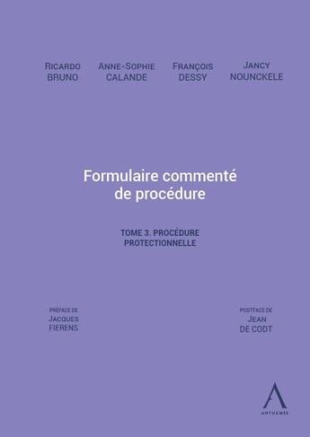 Couverture du livre « Formulaire commenté de procédure Tome 3 : la procédure protectionnelle » de Francois Dessy et Ricardo Bruno et Anne-Sophie Calande aux éditions Anthemis