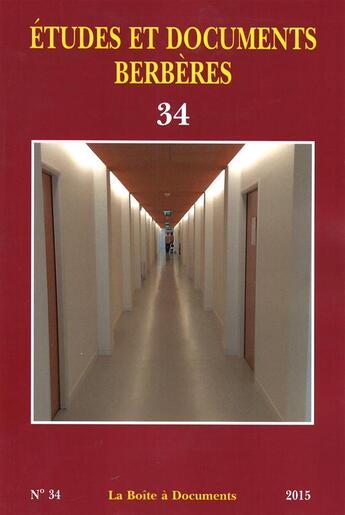 Couverture du livre « Etudes Et Documents Berberes N 34 » de Etudes Et Doc Berber aux éditions Boite A Documents