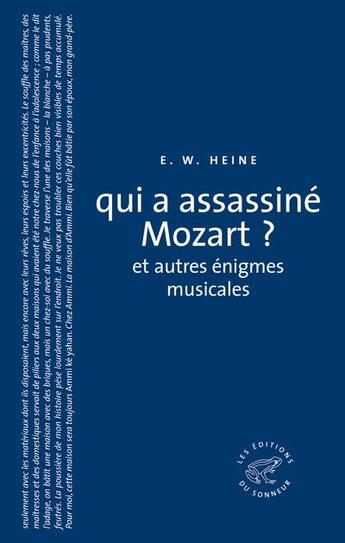 Couverture du livre « Qui a assassiné Mozart ? et autres énigmes musicales » de Ernst Wilhelm Heine aux éditions Editions Du Sonneur