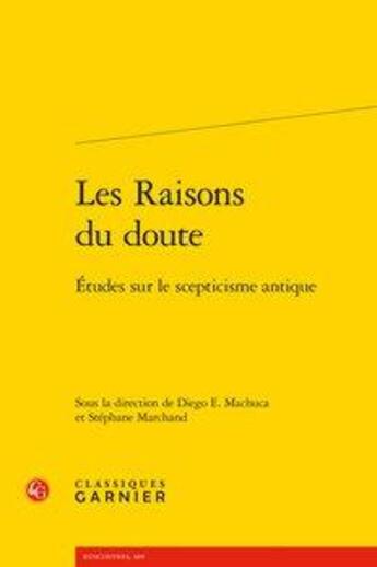 Couverture du livre « Études de philosophie t.10 ; les raisons du doute ; études sur le scepticisme antique » de  aux éditions Classiques Garnier