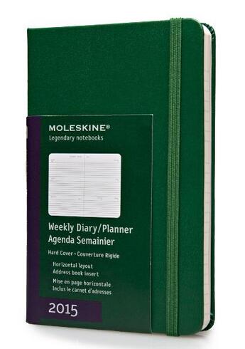 Couverture du livre « Agenda semainier 2015 horizontal poche vert couverture rigide » de Moleskine aux éditions Moleskine Papet