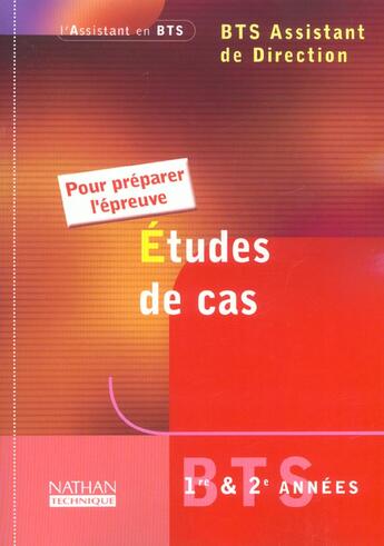 Couverture du livre « Etudes cas pour epreuves bts assistante direction eleve 2003 » de Amat/Arnac/Besancon aux éditions Nathan