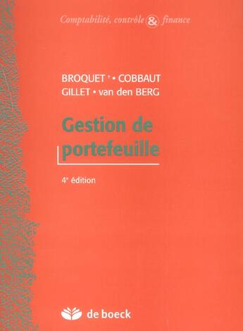 Couverture du livre « Gestion de portefeuille (4e édition) » de Broquet Claude aux éditions De Boeck Superieur
