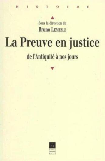 Couverture du livre « PREUVE EN JUSTICE » de Pur aux éditions Pu De Rennes