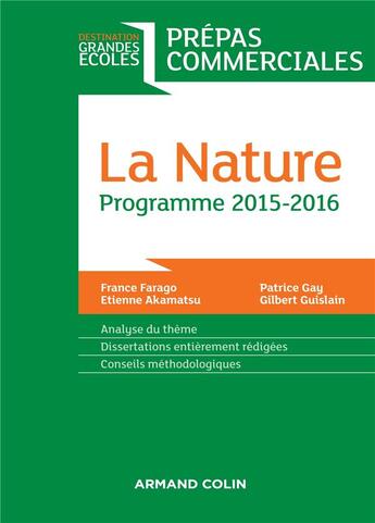 Couverture du livre « Prépas commerciales ; thème de culture générale (édition 2015/2016) » de France Farago aux éditions Armand Colin