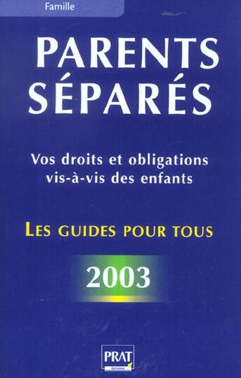 Couverture du livre « Parents separes » de Vallas-Lenerz E. aux éditions Prat