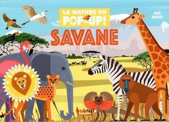 Couverture du livre « Nature - pop-up - savane » de David Hawcock aux éditions Nuinui Jeunesse