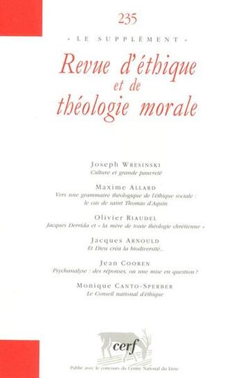 Couverture du livre « Revue d'éthique et de théologie morale 235 » de Collectif Retm aux éditions Cerf