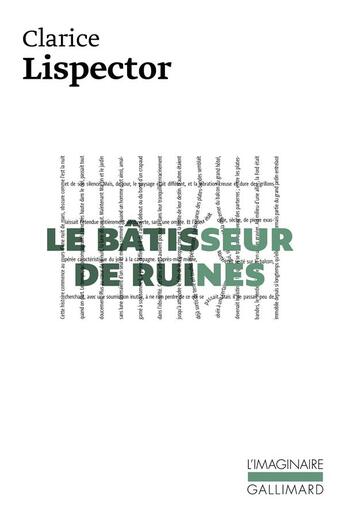 Couverture du livre « Le bâtisseur de ruines » de Clarice Lispector aux éditions Gallimard