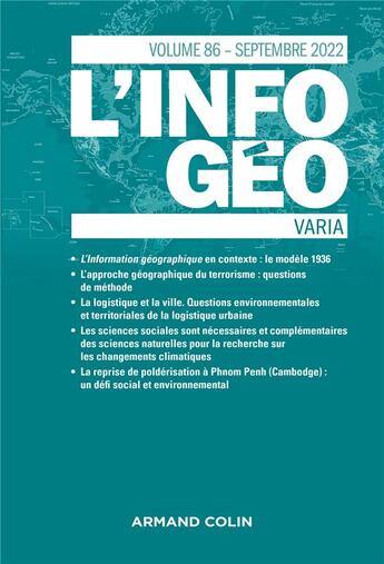 Couverture du livre « L'information geographique - n 3/2022 » de  aux éditions Armand Colin